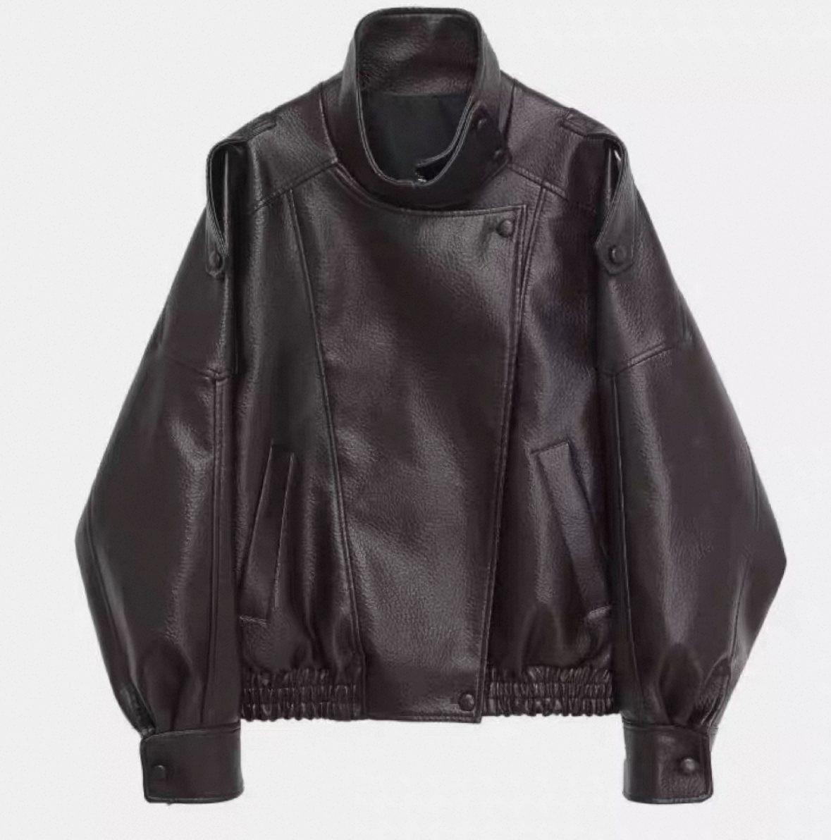 LEATHER JACKET STAND-UP COLLAR
